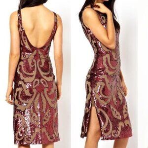 Needle & Thread Sequin Dress in Pink and Tan, Size 6